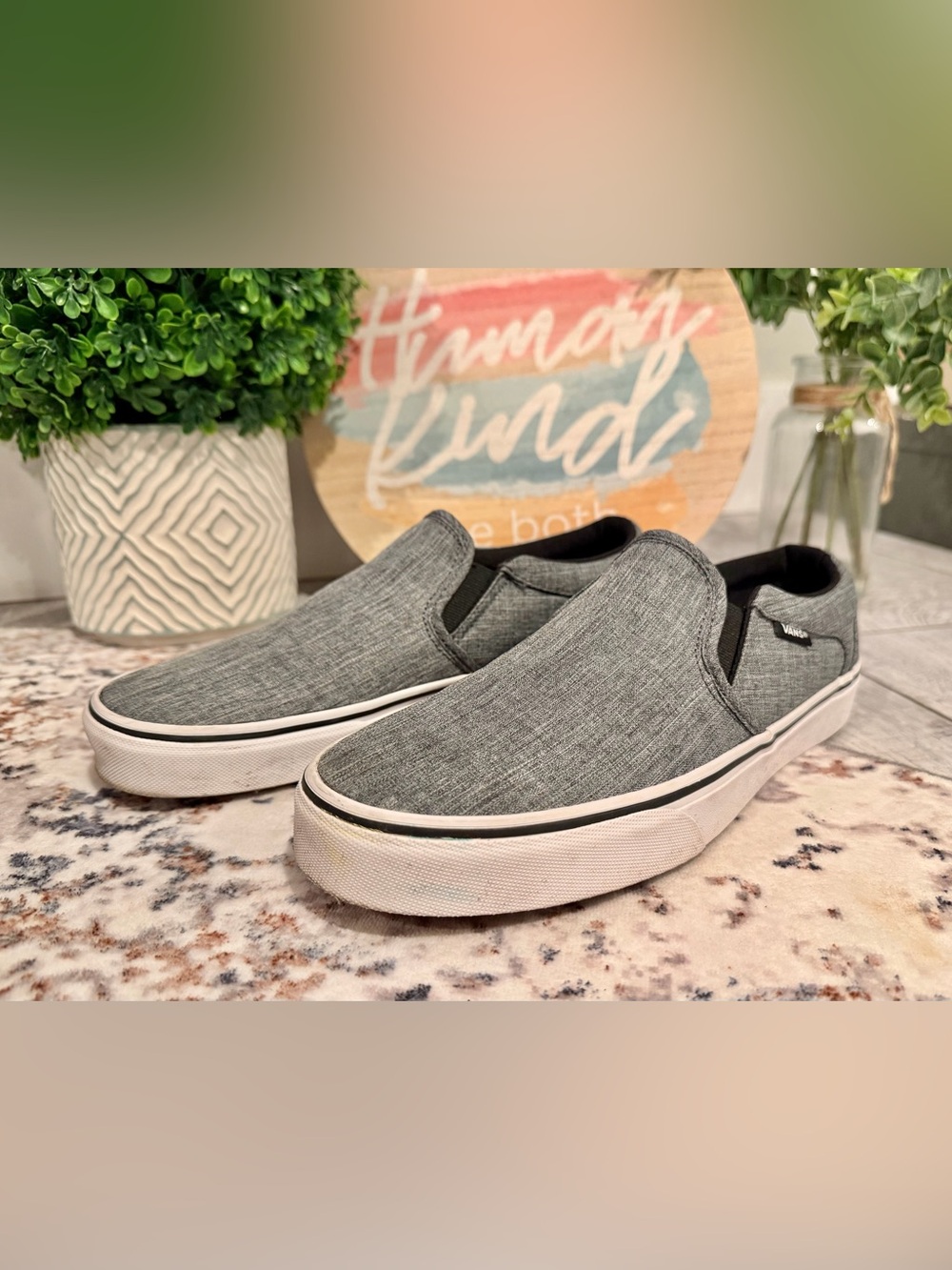 Vans Classic Slip-On Gray Sneakers Men’s 8.5